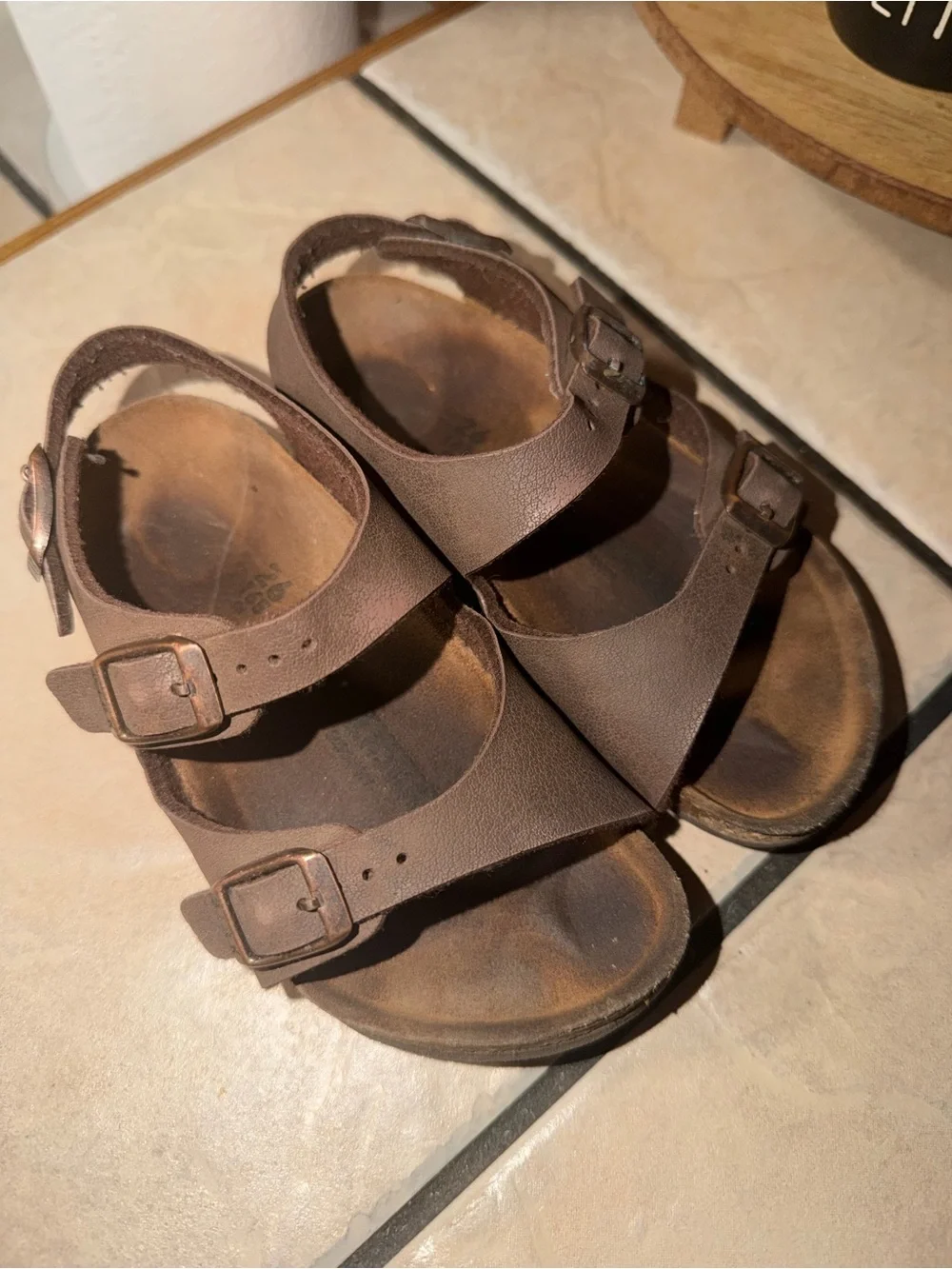 Birkenstock Kids Brown Double-Strap Buckle Sandals